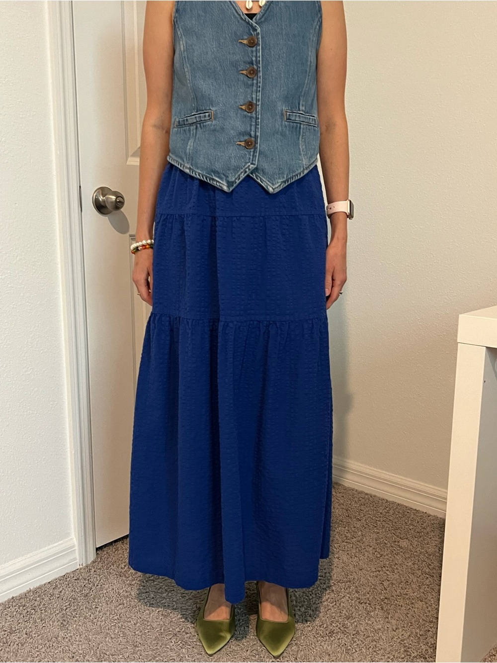 Old Navy Royal Blue Maxi Tiered Skirt